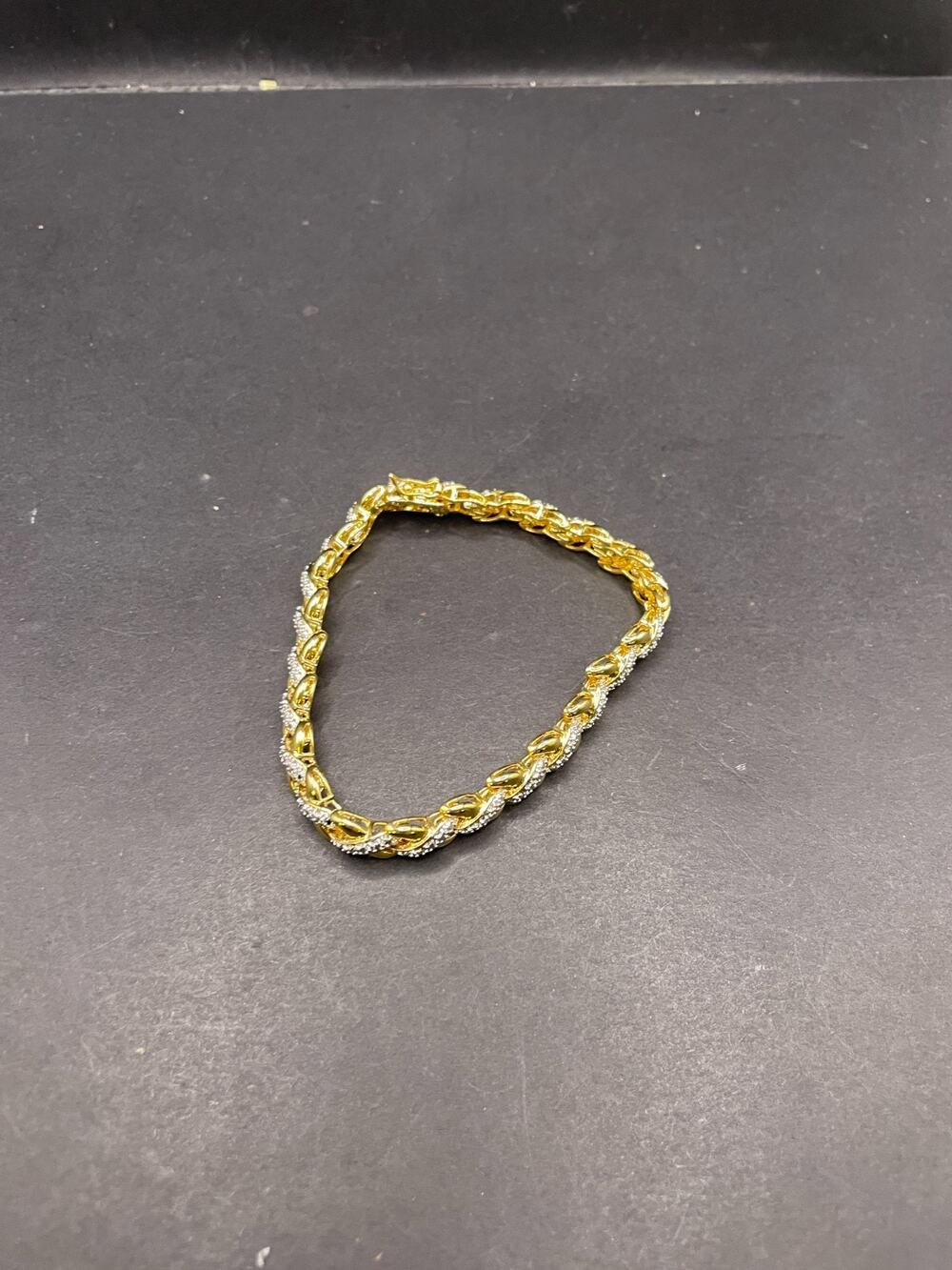 Vintage PAJ BB Gold Tone Tennis Bracelet Twisted Link Chain Elegant Jewelry 7.25